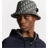 Dior Oblique Bucket Hat     Navy Blue and Beige Blended Cotton Jacquard