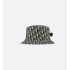 Dior Oblique Bucket Hat     Navy Blue and Beige Blended Cotton Jacquard