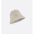 Dioriviera D-Tulipe Small Brim Cloche   Beige and White Cotton-Blend Knit 