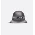 Dioriviera D-Tulipe Small Brim Cloche   Navy Blue and White Cotton-Blend Knit