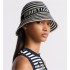 Dioriviera D-Tulipe Small Brim Cloche   Navy Blue and White Cotton-Blend Knit