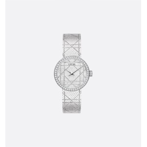 La D My Dior Ø 25 MM, Steel and Diamonds
