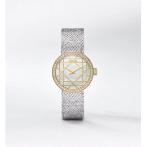 La D My Dior Ø 25 MM, Steel, Yellow Gold, White Mother-Of-Pearl and Diamonds