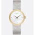 La D de Dior Satine Ø 25 MM, Steel, Yellow Gold, White Mother-Of-Pearl and Diamonds