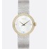 La D de Dior Satine Ø 25 MM, Steel, Yellow Gold, White Mother-Of-Pearl and Diamonds