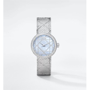La D My Dior Ø 25 MM, Steel, Gray Mother-Of-Pearl and Diamonds
