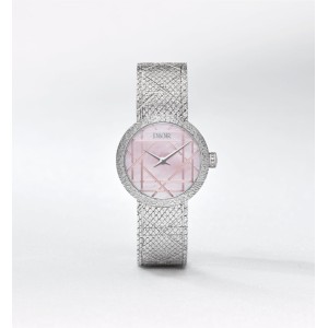 La D My Dior Ø 25 MM, Steel, Pink Mother-Of-Pearl and Diamonds