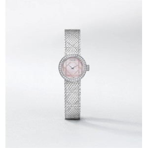 La Mini D My Dior Ø 19 MM, Steel, Pink Mother-Of-Pearl and Diamonds