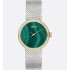 La D de Dior Satine Ø 25 mm, Steel, Yellow Gold, Malachite and Diamonds