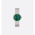 La D de Dior Satine Ø 25 mm, Steel, Yellow Gold, Malachite and Diamonds