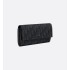 Long Flap Wallet Black Dior Oblique Jacquard