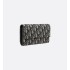 Long Flap Wallet  Beige and Black Dior Oblique Jacquard