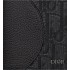 Saddle Long Vertical Wallet Black Grained Calfskin Marquetry and Black Dior Oblique Jacquard