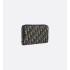 Long Zipped Wallet Beige and Black Dior Oblique Jacquard