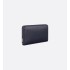 CD Icon Long Zipped Wallet  Navy Blue Grained Calfskin