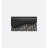 Saddle Long Wallet  Beige and Black Dior Oblique Jacquard with Black Grained Calfskin