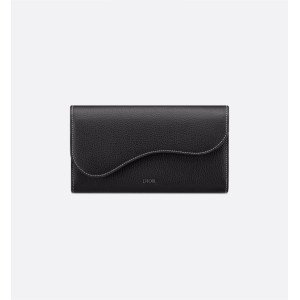 Saddle Long Wallet  Black Grained Calfskin