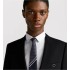 Striped Cannage Tie  Navy Blue, Gray and White Silk 