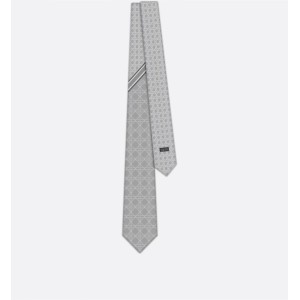Striped Cannage Tie  Gray, White and Deep Gray Silk