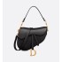 Saddle Bag with Strap  Black Grained Calfskin