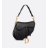 Saddle Bag with Strap  Black Grained Calfskin