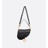 Saddle Bag with Strap  Black Grained Calfskin