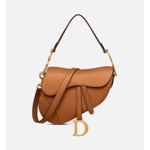 Saddle Bag with Strap   Golden Saddle Grained Calfskin