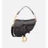 Mini Saddle Bag with Strap  Black Grained Calfskin