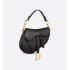 Mini Saddle Bag with Strap  Black Grained Calfskin