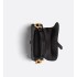 Mini Saddle Bag with Strap  Black Grained Calfskin