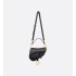Mini Saddle Bag with Strap  Black Grained Calfskin