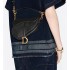 Mini Saddle Bag with Strap  Black Grained Calfskin