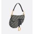 Saddle Bag with Strap  Blue Dior Oblique Jacquard