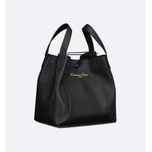 Medium Signature Bucket Bag  Black Grained Calfskin