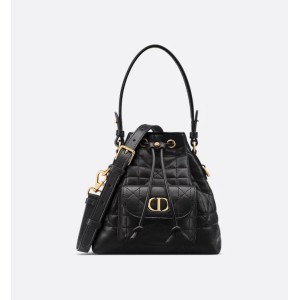 Mini Dior Caro Bucket Bag  Black Macrocannage Lambskin