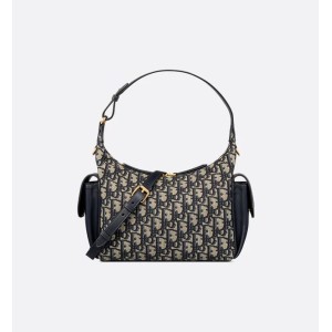 Medium D-Dream Bag  Blue Dior Oblique Jacquard and Smooth Calfskin