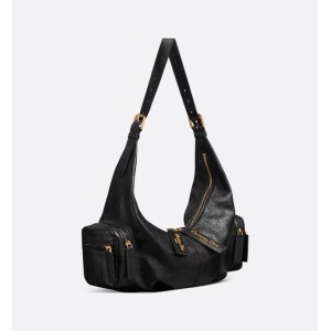Medium Grand Tour Multipocket Bag  Black Crinkled Calfskin