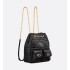Medium Dior Caro Multicarry Backpack with Chain  Black Macrocannage Lambskin