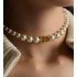 30 Montaigne Short Necklace  Gold-Finish Metal and White Resin Pearls