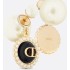 Dior Tribales Earrings  Gold-Finish Metal with White Resin Pearls and Black Glass