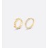Petit CD Ring Set  Gold-Finish Metal and White Crystals
