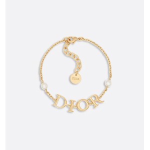 Dio(r)evolution Bracelet  Gold-Finish Metal and White Resin Pearls