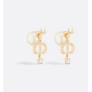 Dior Tribales Earrings  Gold-Finish Metal, White Resin Pearls and White Crystals