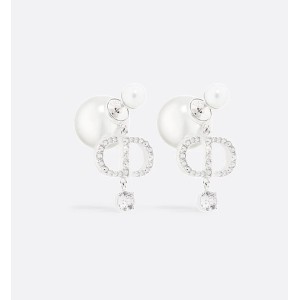 Dior Tribales Earrings  Silver-Finish Metal with White Resin Pearls and White Crystals