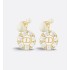 Dior Tribales Earrings   Gold-Finish Metal with White Resin Pearls and Silver-Tone Crystals