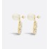 Dior Tribales Earrings   Gold-Finish Metal with White Resin Pearls and Silver-Tone Crystals