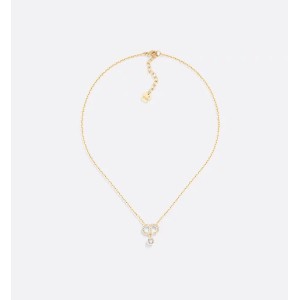 Petit CD Necklace  Gold-Finish Metal and White Crystals