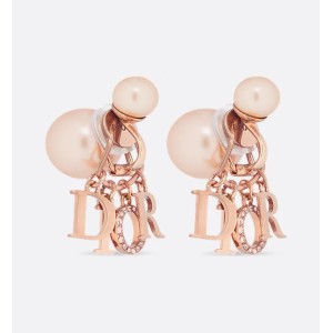 Dior Tribales Clip-On Earrings  Pink-Finish Metal with Pink Resin Pearls and Pink Crystals