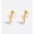 Dior Tribales Clip-On Earrings  Gold-Finish Metal, White Resin Pearls and White Crystals