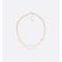 Petit CD Double Necklace   Gold-Finish Metal and White Crystals